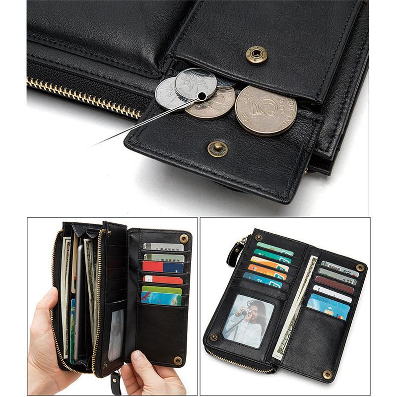 Casual Style Card Slot Currency Pocket Magnetic Closure Soft Leather Wallet