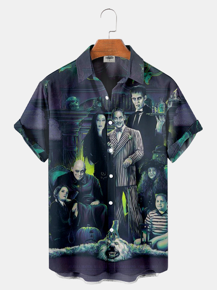 Men's Horror Character Print Shirt PLUSCLOTHESMAN