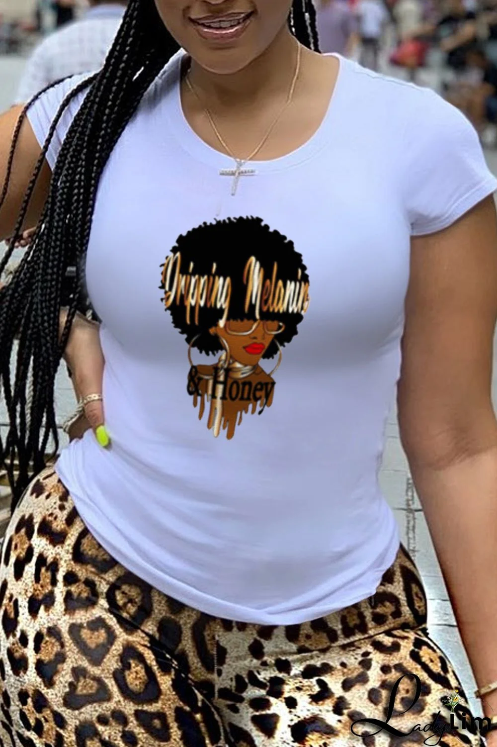 Grey Fashion Vintage Print Split Joint O Neck T-Shirts