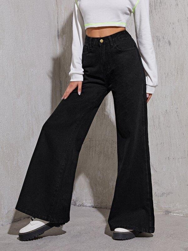 High Waist Wide Leg Jeans Without Belt
