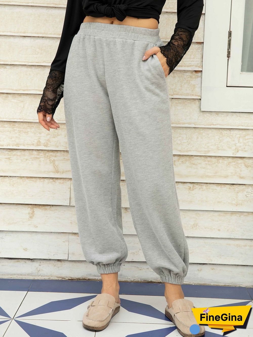 Cotton-Blend Casual Sports Pants