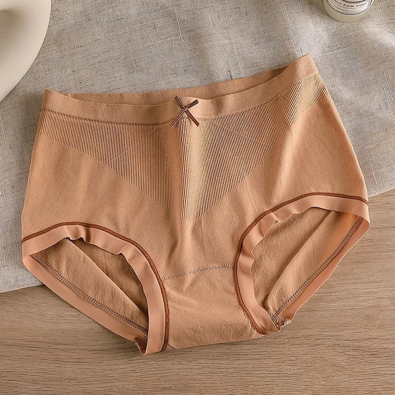 Women's Cotton Underwear Sexy Solid Color Panties Fashion Bow Comfort Briefs Middle Waist Seamless Underpants Female Lingerie