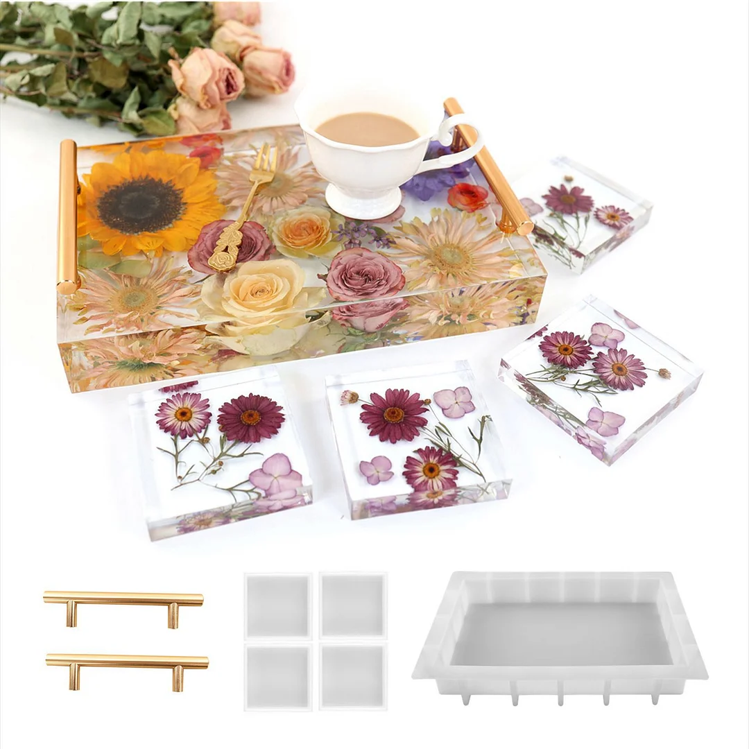 Large Rectangular Tray with Handle Resin Mold Set