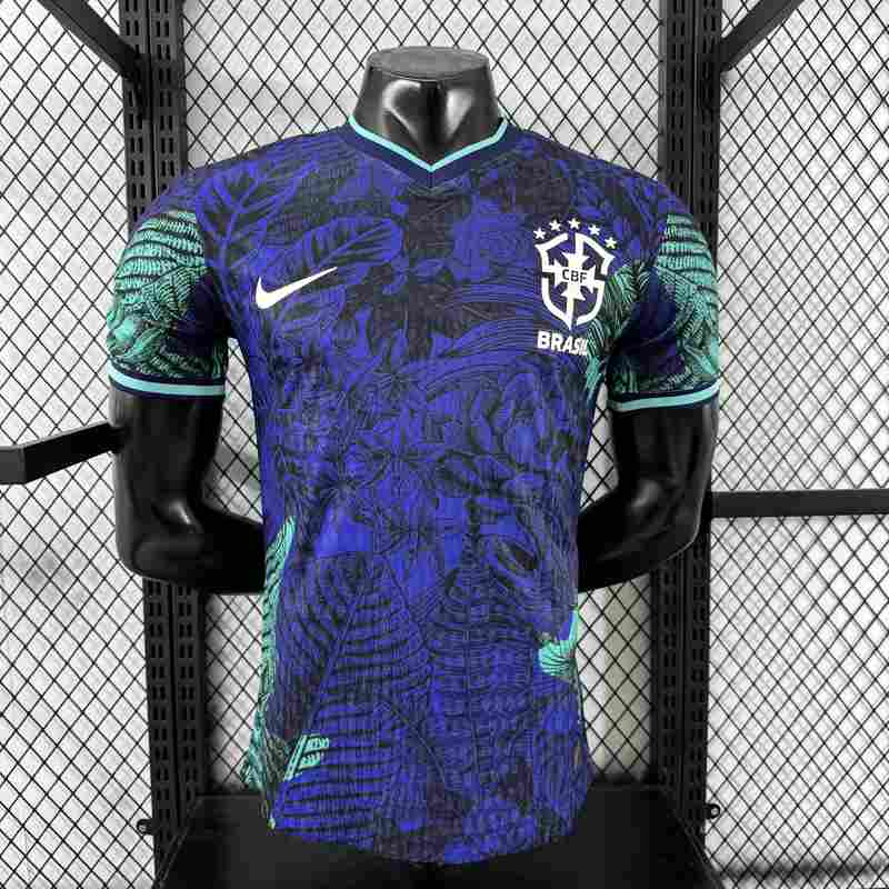 2025 Player Brazil Special Edition Blue Green Soccer Jersey