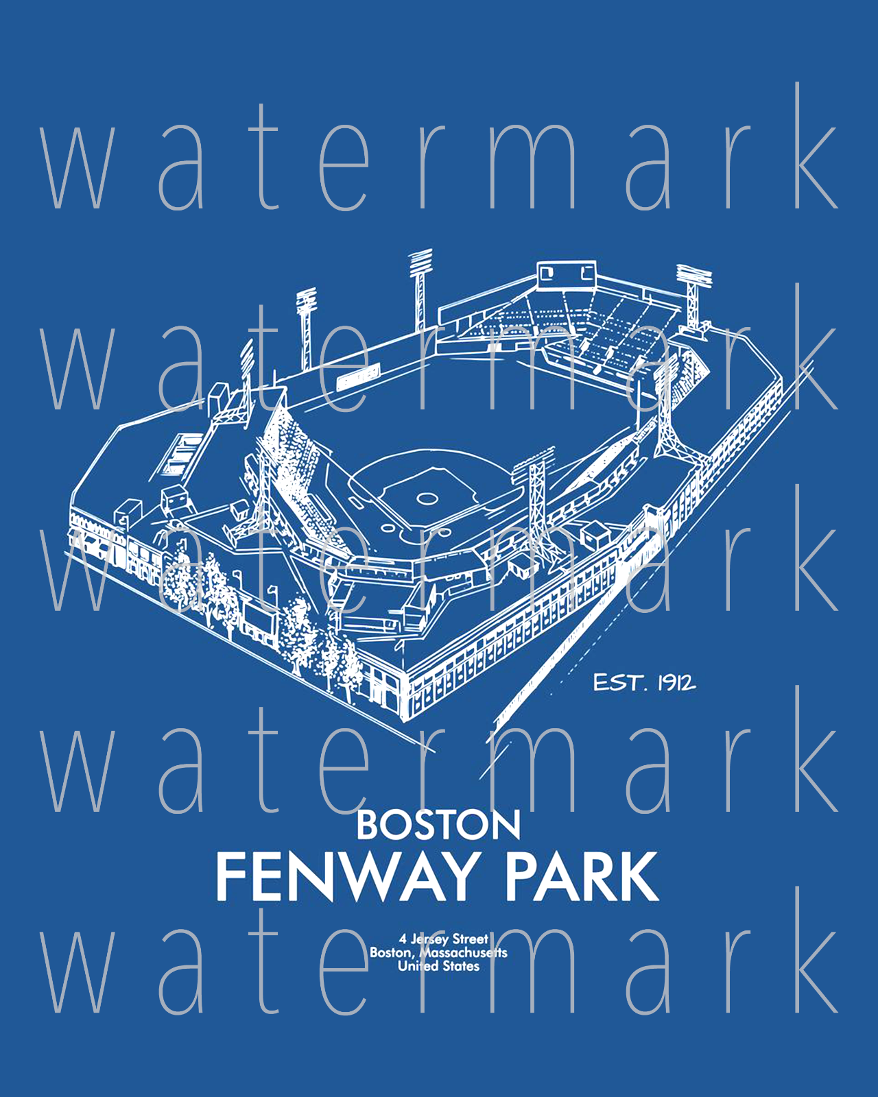 Boston Fenway Park Blueprint Sports 8X10 inch print poster wall art RP