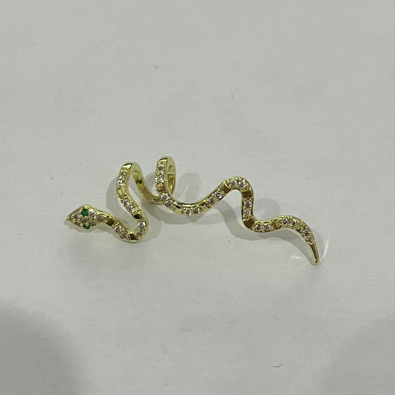 Snake Ear Bone Clip Gold Plated Zirconia Earrings