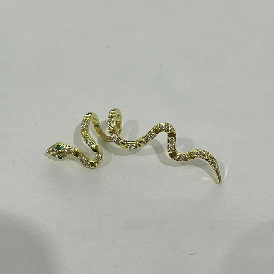 Snake Ear Bone Clip Gold Plated Zirconia Earrings