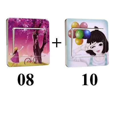 2pcs Beautiful Girl Butterfly Flower Switch Sticker Art Wall Sticker Home Decor for Kids Room Nursery Home Decoration Decals