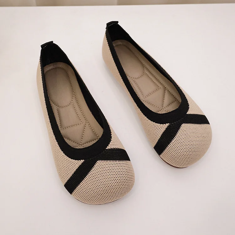 Stunahome V-KNIT Wide Walking Casual Round-Toe Flats shopify Stunahome.com