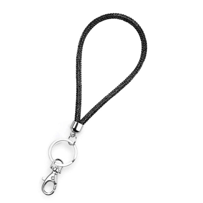 Shiny Solid Color Nylon Inlay Rhinestones Mobile Phone Lanyard