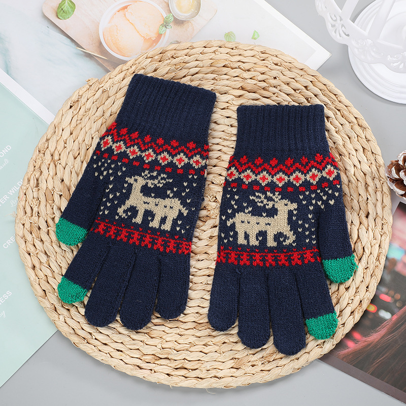 Christmas Casual Black Knit Elk Gloves 2024 - Flycurvy 