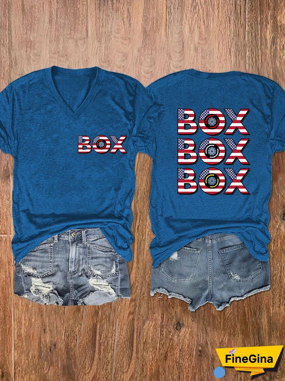 Women's American Flag "BOX, BOX, BOX" Print T-Shirt