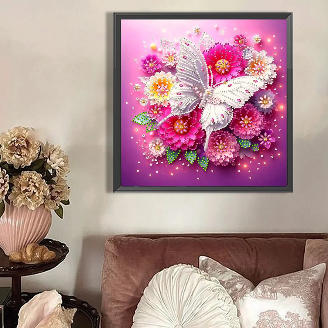 White Butterfly - Partial Special Shaped Drill Diamond Painting Kits (Canvas|30*30cm)