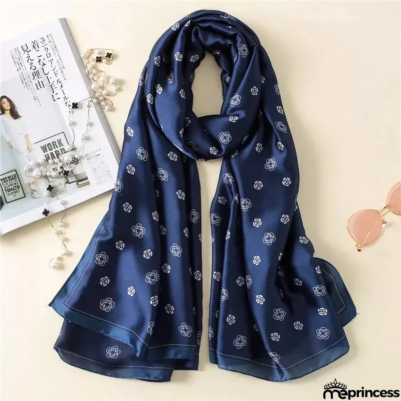Women's Silk Neck Wrap Floral Pattern Trendy Beach Scarves