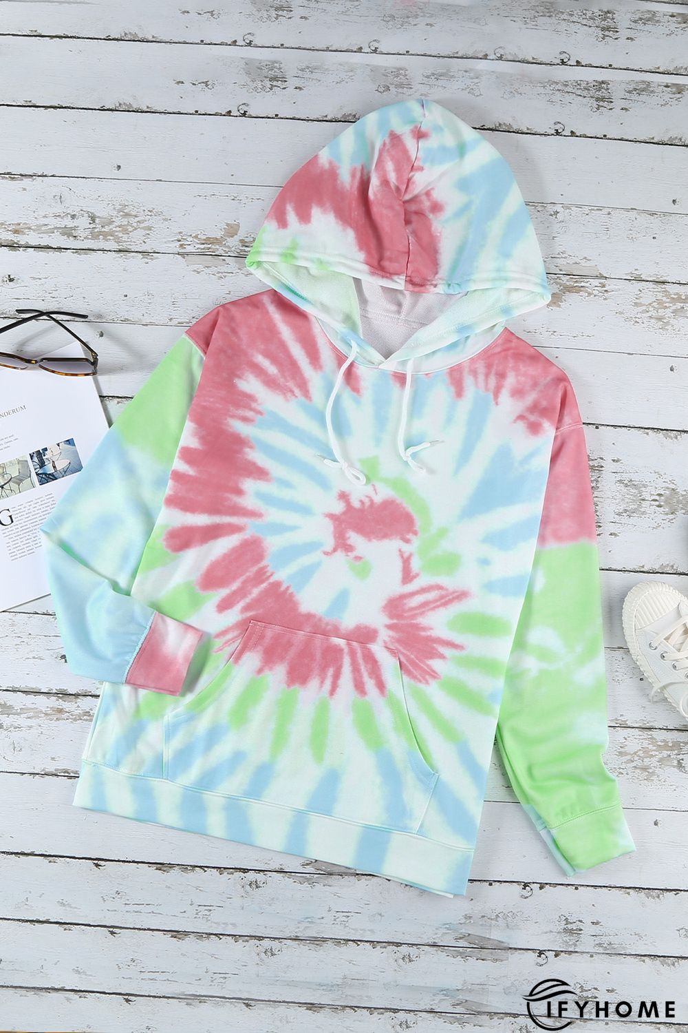 Sky Blue Tie Dye Pattern Hoodie | IFYHOME