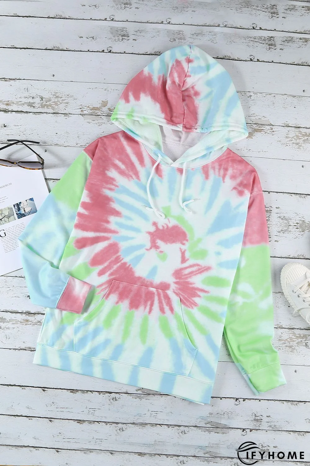 Sky Blue Tie Dye Pattern Hoodie | IFYHOME