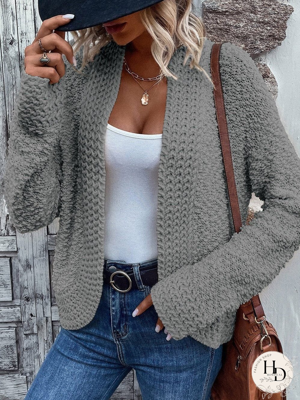 Textured Knit Long Sleeve Cardigan