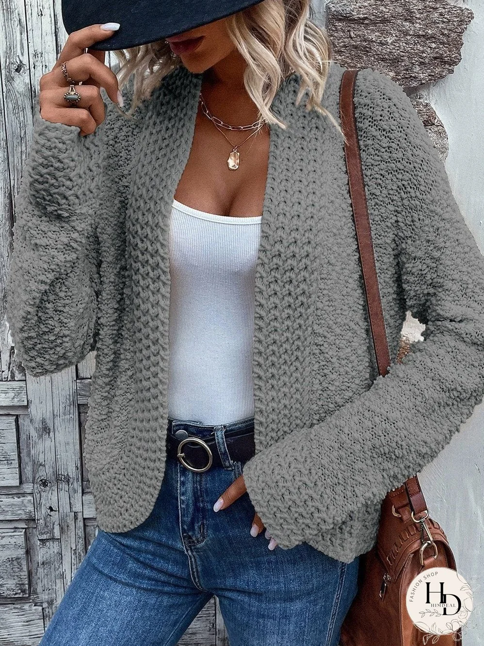 Textured Knit Long Sleeve Cardigan