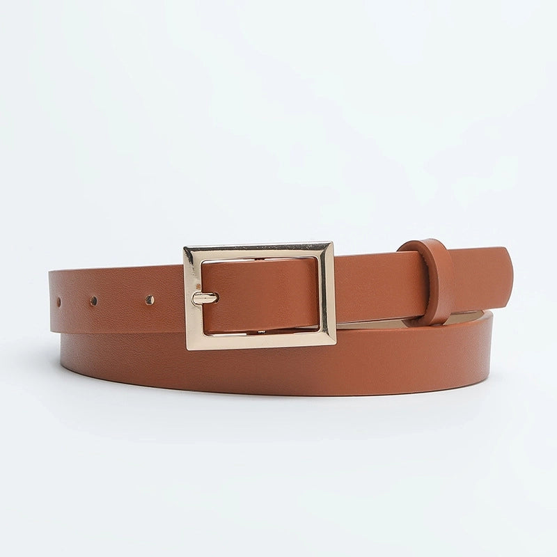 Minimalist Solid Color Pu Leather Alloy Unisex Leather Belts