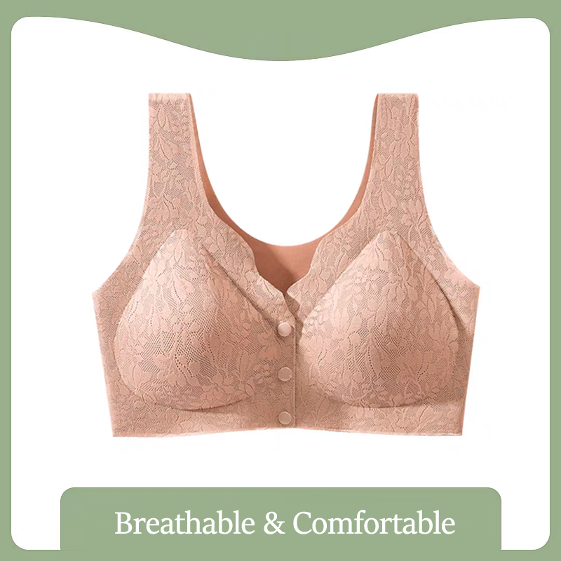 Billionm Billionm Button Women Soft Cups Bra Large Size In The Elderly Underwear Breathable Women Without Steel Ring Tank Top Lace Bra M-XXL