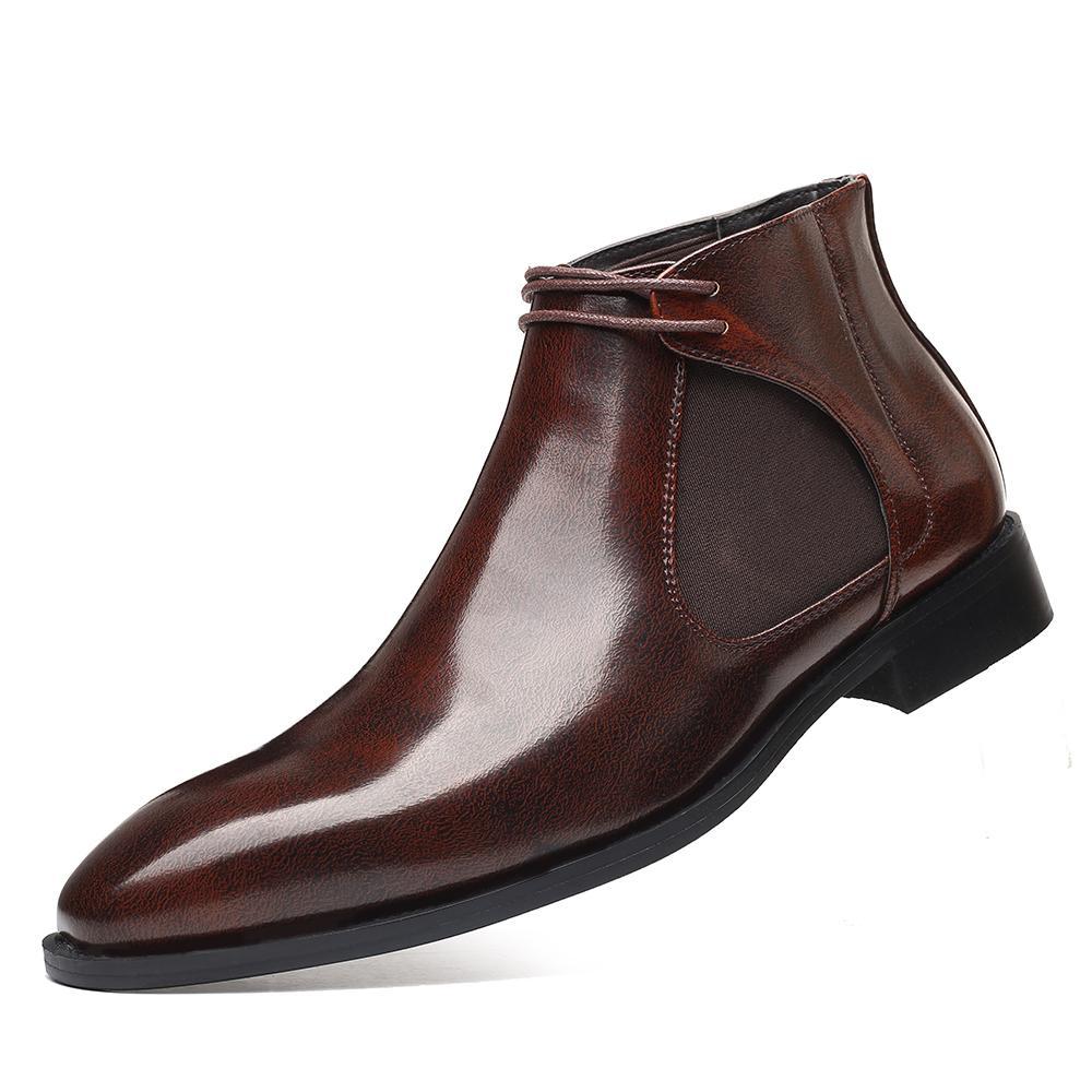 Dacomfy Men's Martin boots square toe lace-up business shoes 