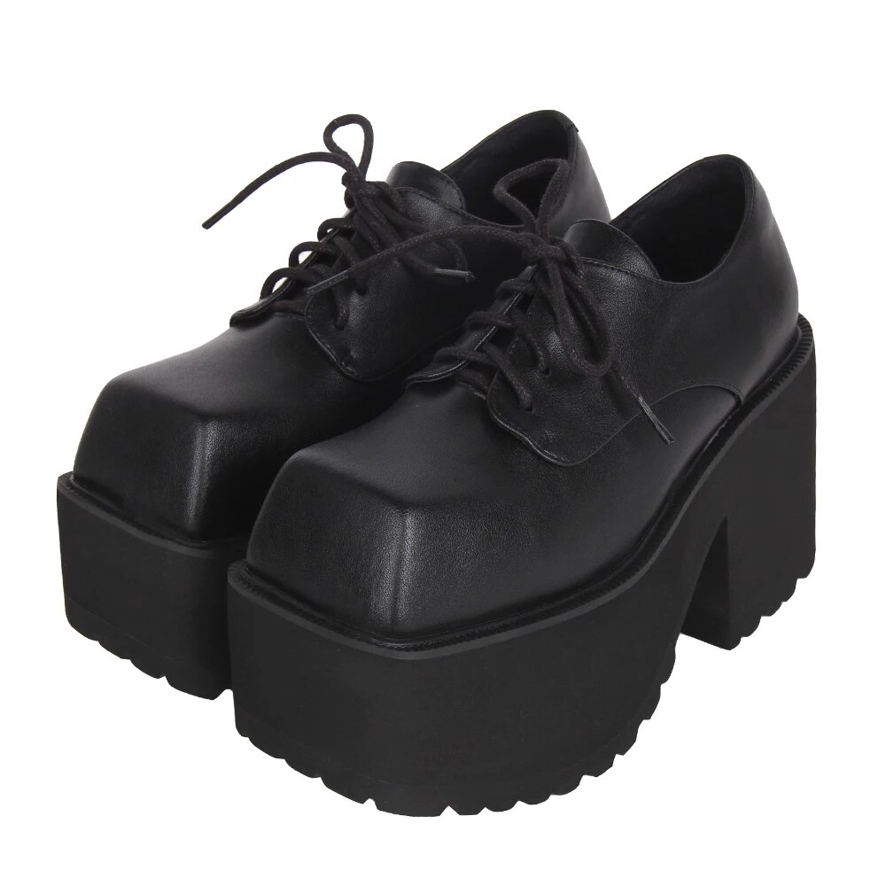TAAFO Woman Punk Gothic Shoes Lady High Heels Wedges Pumps Women Party Shoes Platform Wedges Street Dark Style Shoes 3718