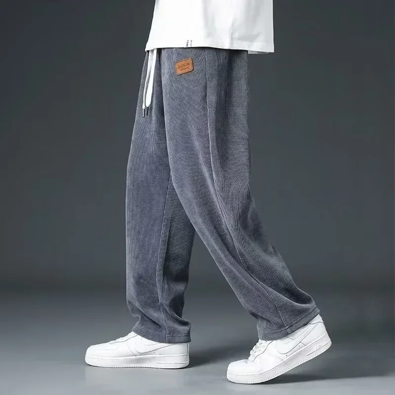Edgartires Y2k Korean Men Basic Blank Solid Baggy Joggers Running Sports Pants Trousers Casual Grey Jogging Pants for Men Drawstring Pants