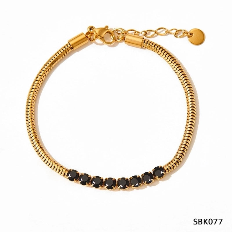 3 Pieces 304 Stainless Steel Titanium Steel 16K Gold Plated White Gold Plated Gold Plated Retro Plating Inlay Geometric Bracelets Necklace