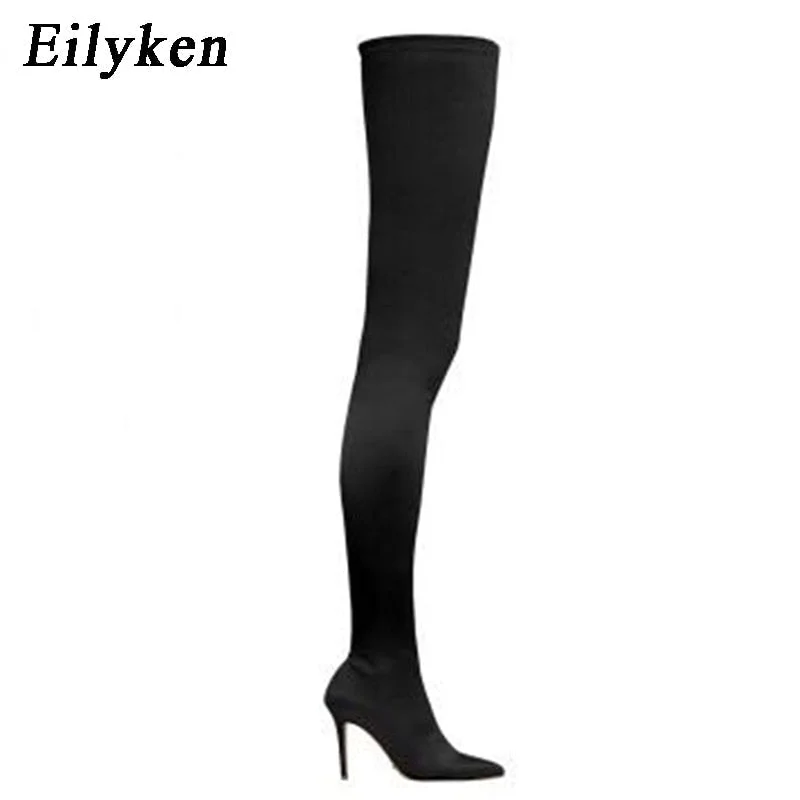 Eilyken 2022 Thigh High Boots Over The Knee Elastic Stretch Boots Mujer Sexy Knee High Heels Sexy Nightclub Sock Boots New