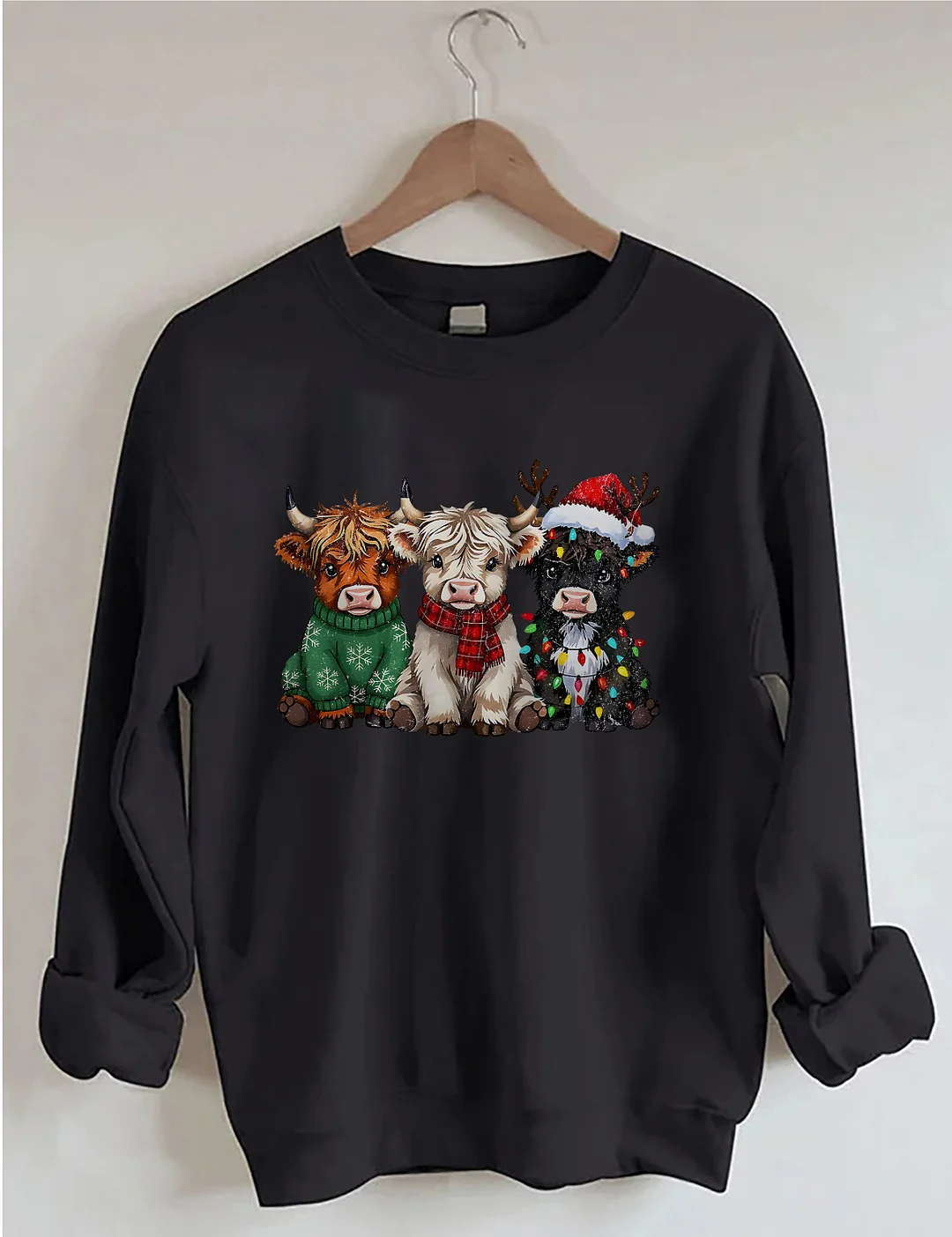 Rustic Highland Cows Christmas Sweatshirt