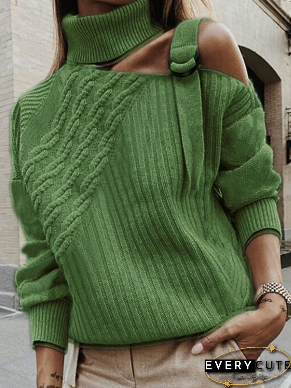 Plus Size Plain Long Sleeve Casual Sweater