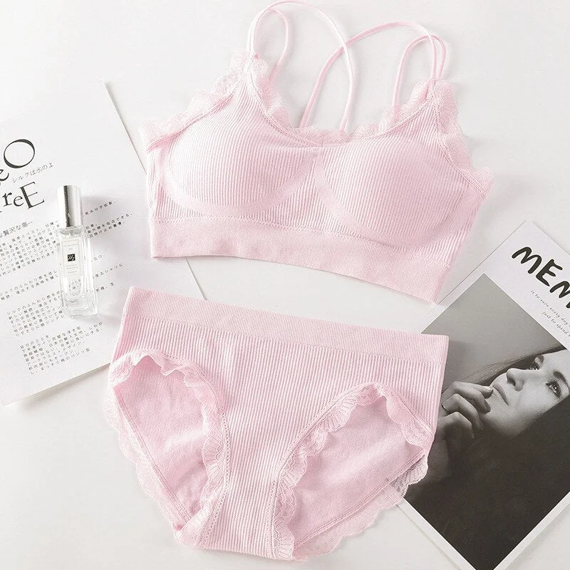 Sexy Women Bra Panties Set Push Up Bra Sport Top Set Letter Seamless Active Bra Female Lingerie Set Fitness Crop Top Underwear