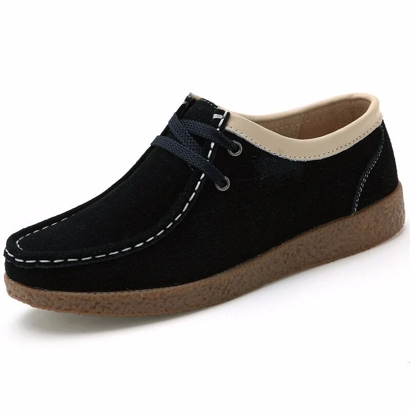 Women Flat Shoes Genuine Leather New Comfortable Soft Lightweight Retro Documentary Shoes Ladies   Frosted Casual Women Loafers