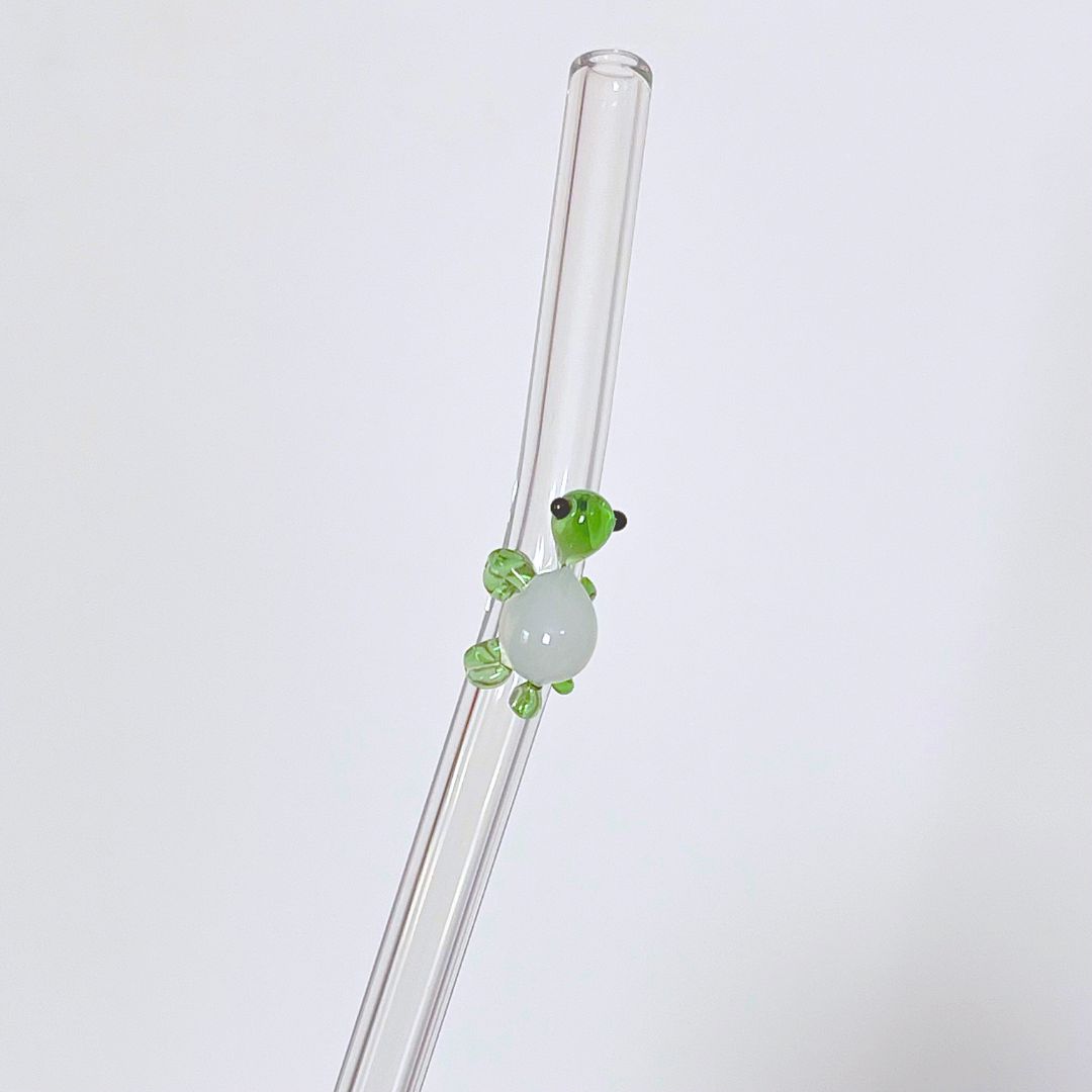 Maneifurui™ Turtle Reusable Glass Drinking Straw