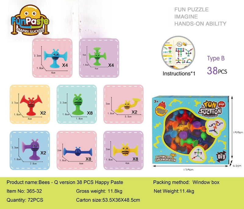 Hot Sale New Bee Sucker Varied Soft Building Blocks Suction Music Sticky Music Educational Children’s Toys