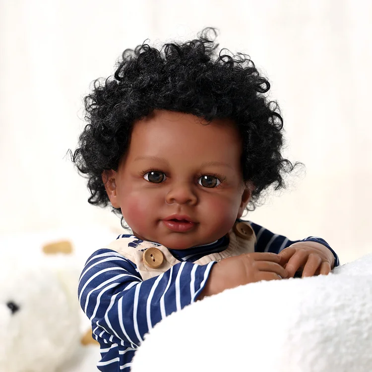 Babeside Quiet Reborn Baby Barcley 20"  African American Toddler Boy Emotional Comfort Companion