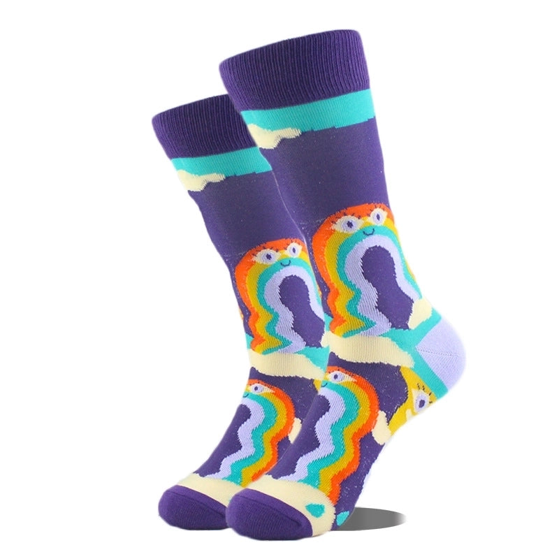 Unisex Cute Printing Animal Color Block Cotton Ankle Socks A Pair