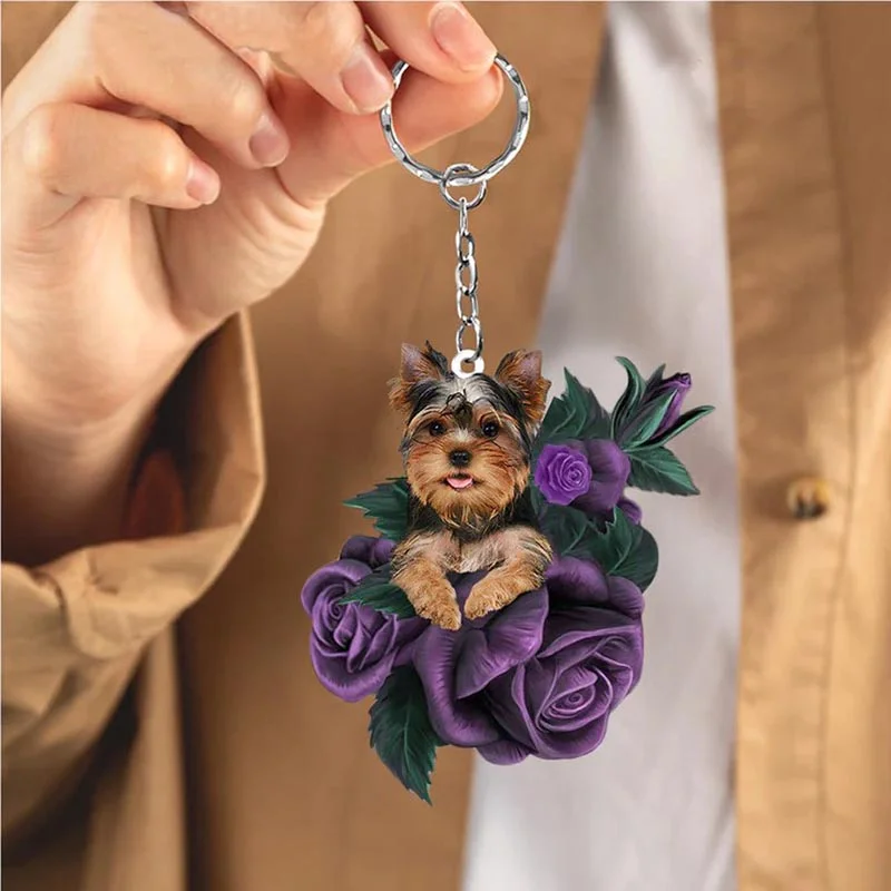 VigorDaily Yorkshire In Purple Rose Acrylic Keychain PR001