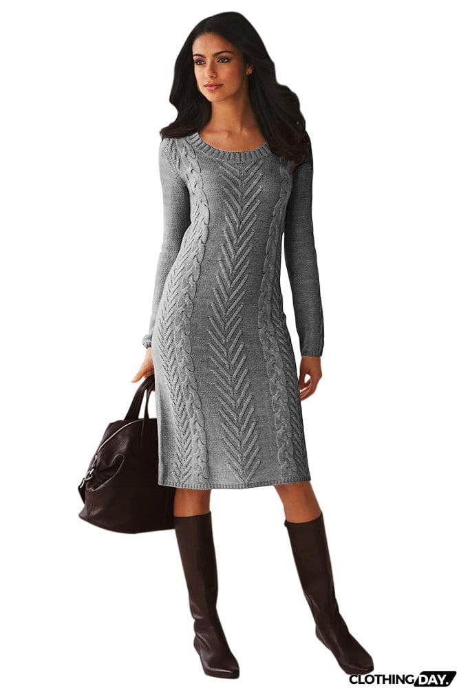 Coffee Womens Hand Knitted Sweater Dress