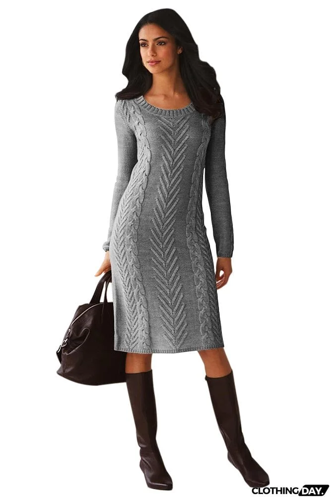 Coffee Womens Hand Knitted Sweater Dress