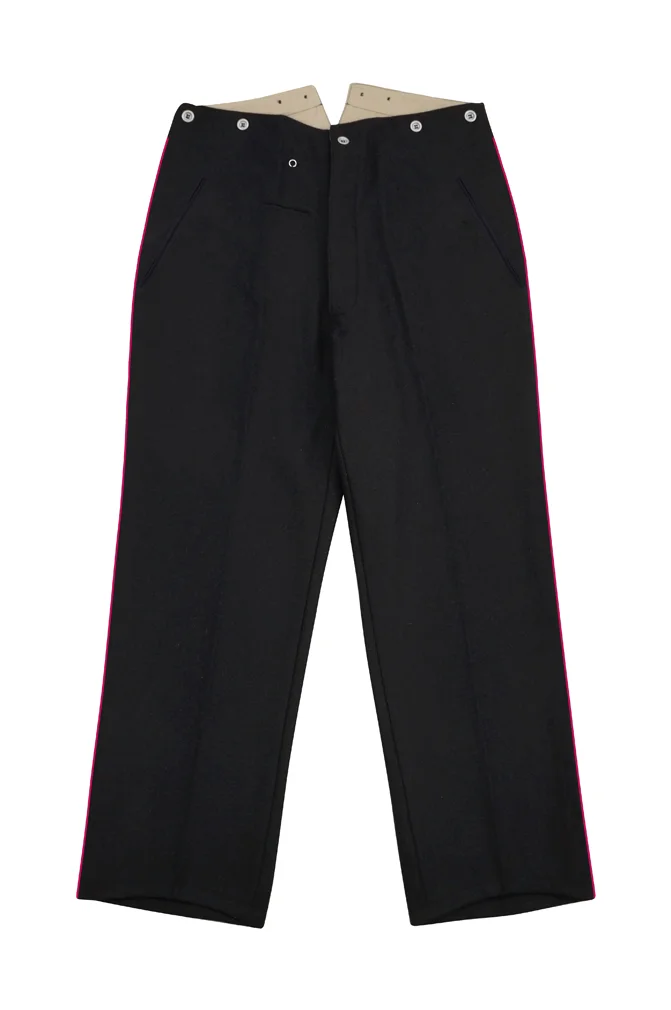   German Fire Police Black Wool Service Trousers With Pipe German-Uniform