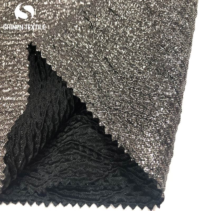 135G 100%polyester Golden foil printed polyester fabric printed dress fabric blingbling wear fabric