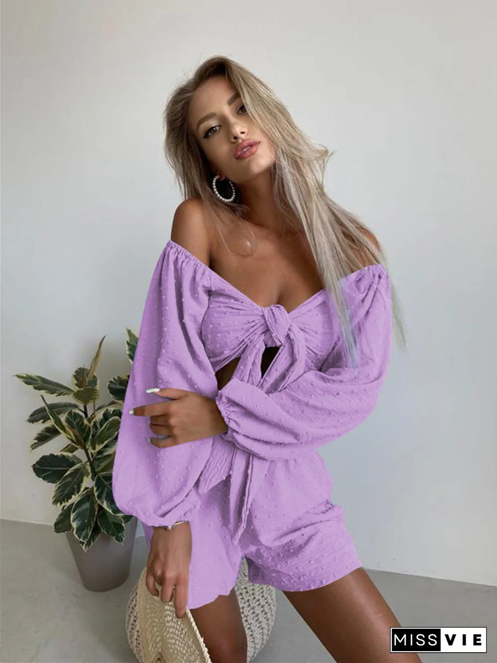 Summer New Fashion Leisure Suit Senior Sense Women's Long-sleeve Cardigan Shorts Two Sets