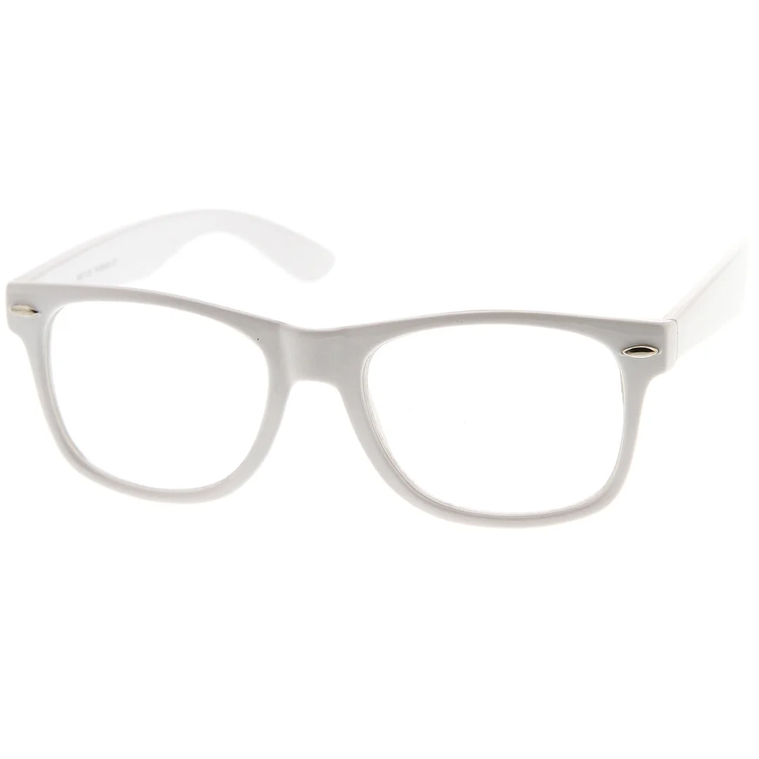 Retro Wide Temple Clear Lens Horn Rimmed Eyeglasses 54mm