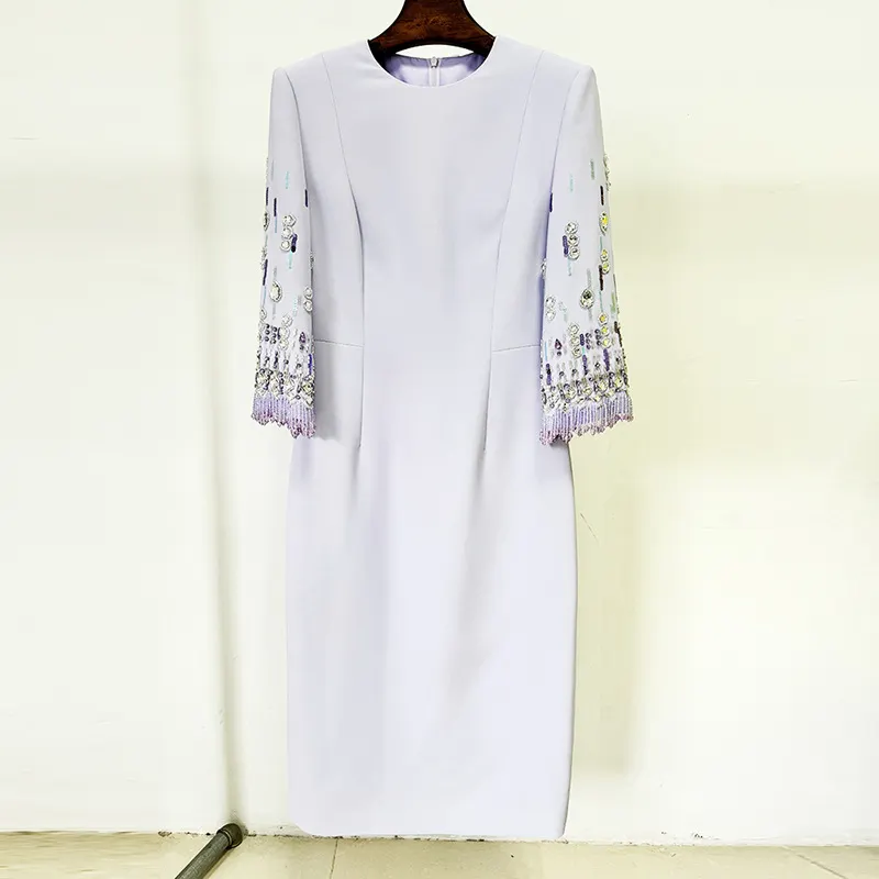 Nigikala Nigikala Spring And Summer New Star Fashion Heavy Industry Nails And Pearls Drill In The Long Dress