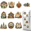 10PCS DIY Pearl Diamond Painting Christmas Fridge Magnets, Sparkling Rhinestone Refrigerator Magnet Craft Kit for Home Decor & Gifts