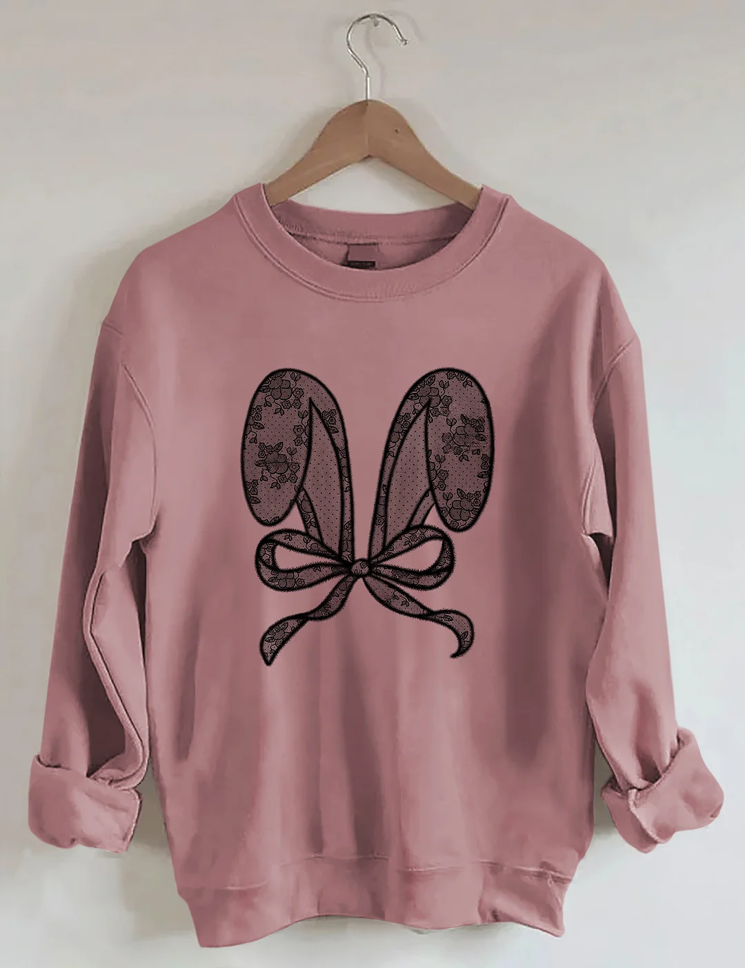Bunny Ears With Bow Lace Sweatshirt