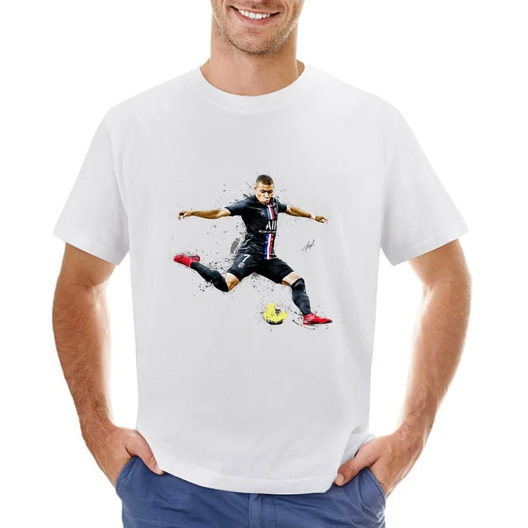 Kylian Mbappe Inspired Splash Art Men's Soccer Culture Tee
