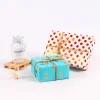 Blue Golden Pineapple Dot Wrapping Paper for Gift Packaging
