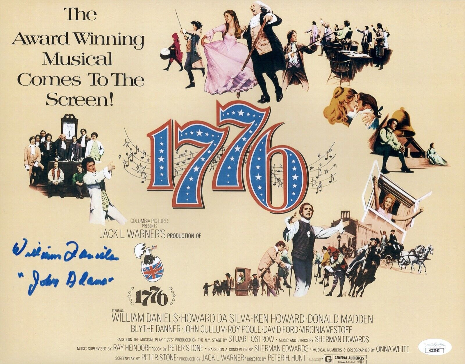 William Daniels Signed 1776 MUSICAL Broadway 11x14 Photo Poster painting Autograph JSA COA Cert